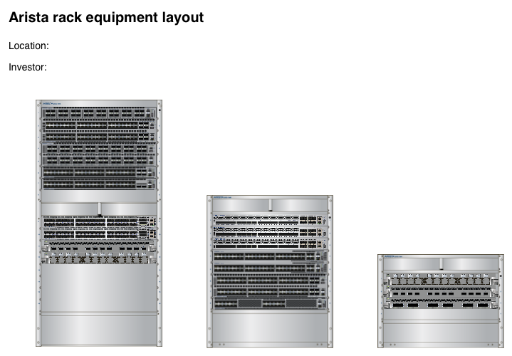 An Arista rack diagram layout, created with draw.io