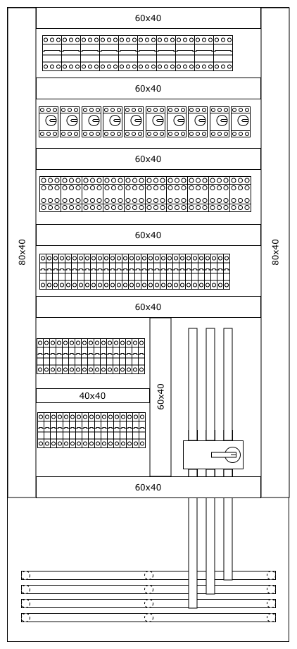 An electronics cabinet diagram, created in draw.io