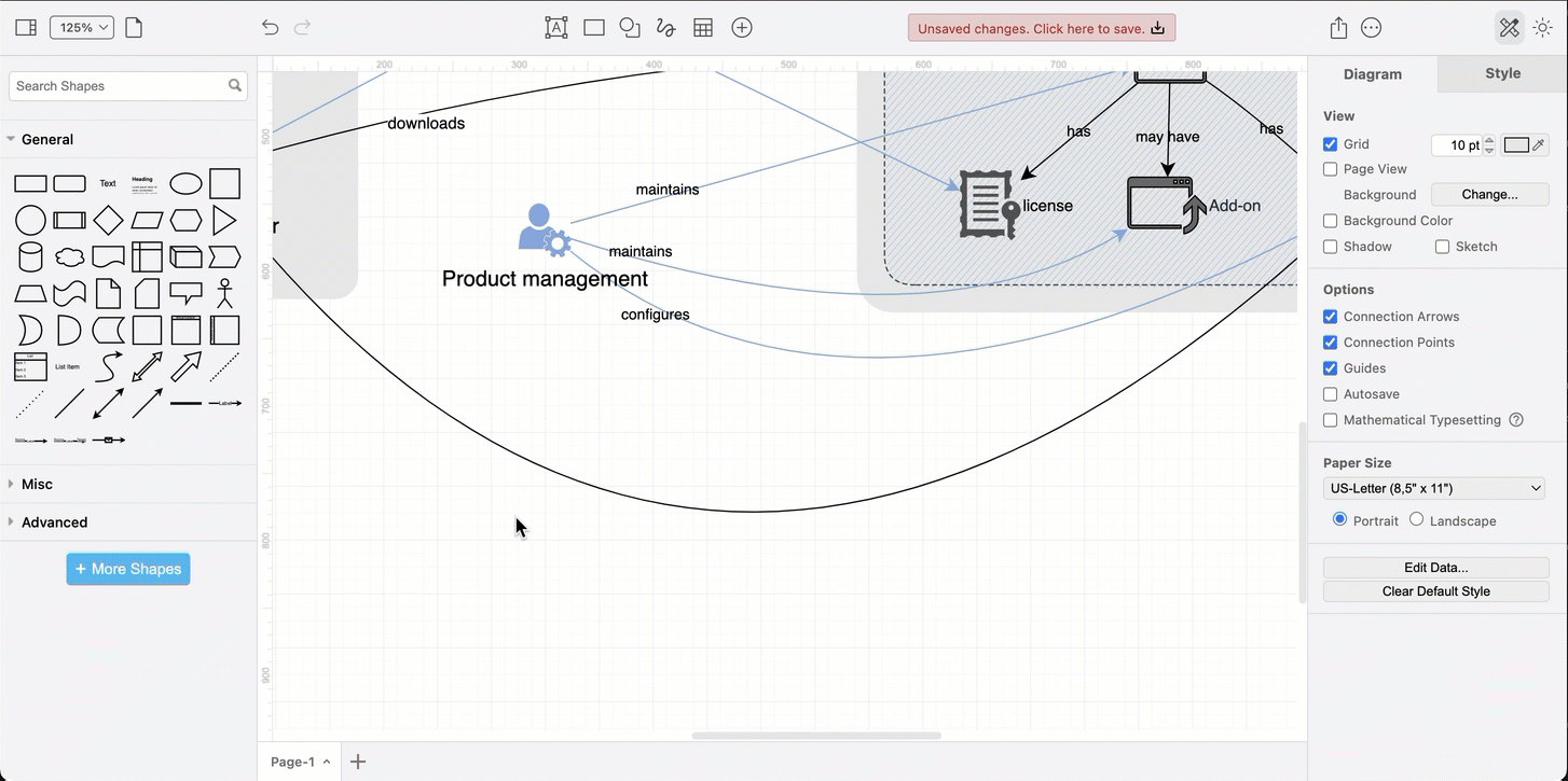 Label how each role is supposed to work with the objects in your system and if necessary, reposition the labels to make the diagram more readable