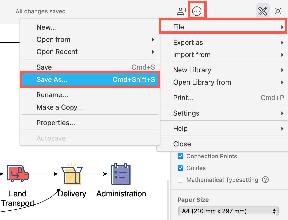 Save your draw.io diagram in many supported native formats via the menu File > Save As