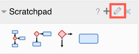 Click the edit pencil to edit the shapes you have stored on the scratchpad in draw.io