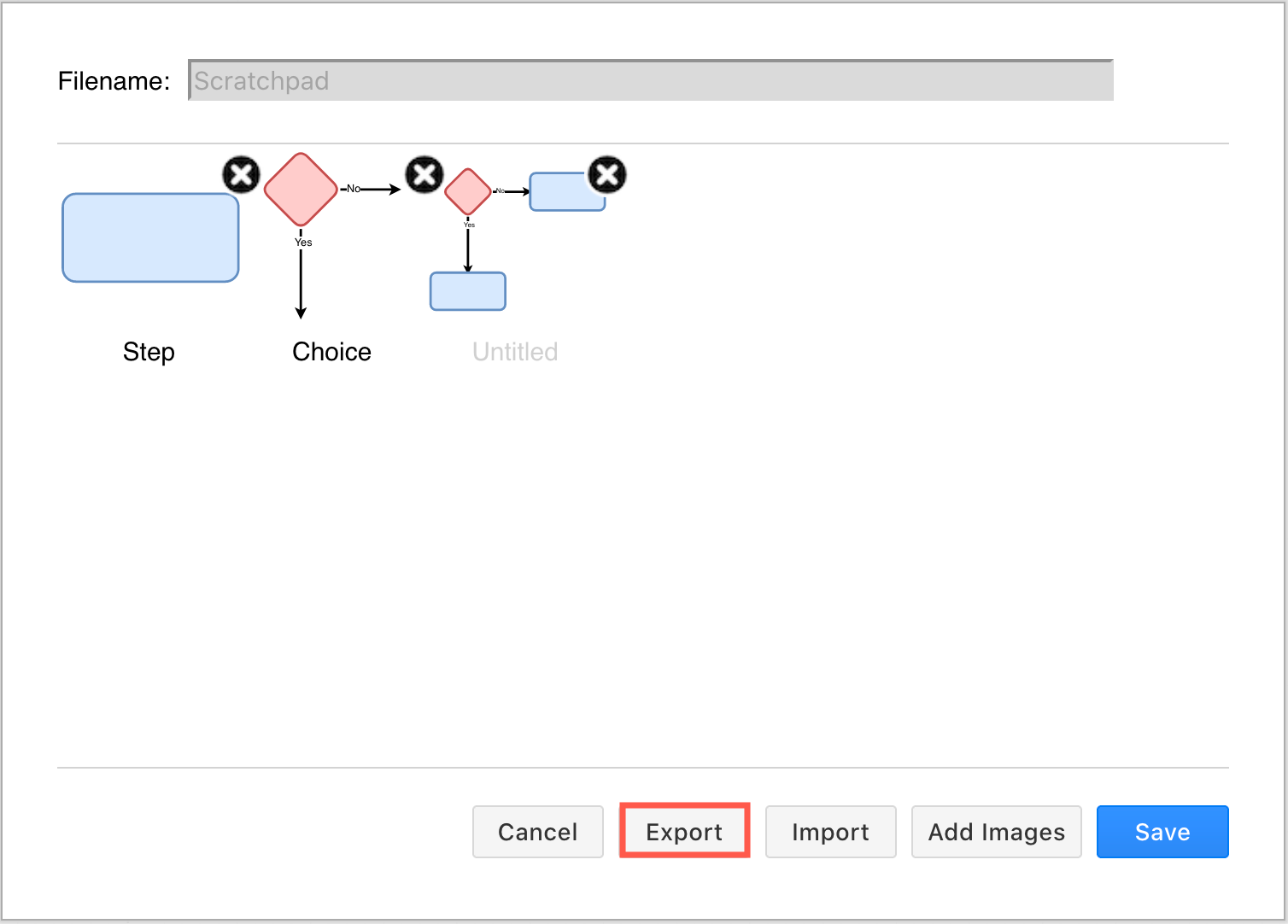 Export the scratchpad as a custom library in draw.io