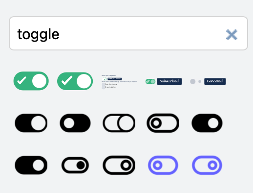 Searching for a toggle switch to use in a mockup of a user interface
