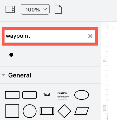 Search for the waypoint shape in draw.io
