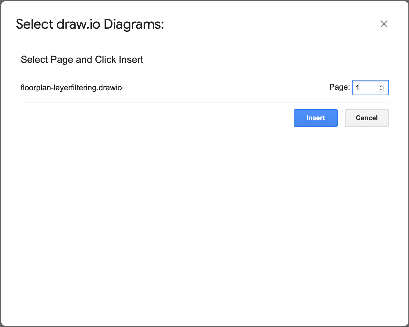 Select the diagram page you want to display in your Google Doc, if it is a multi-page diagram