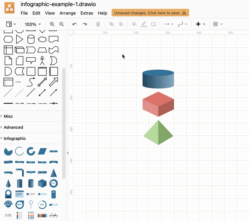 Select and duplicate shapes using the draw.io menu