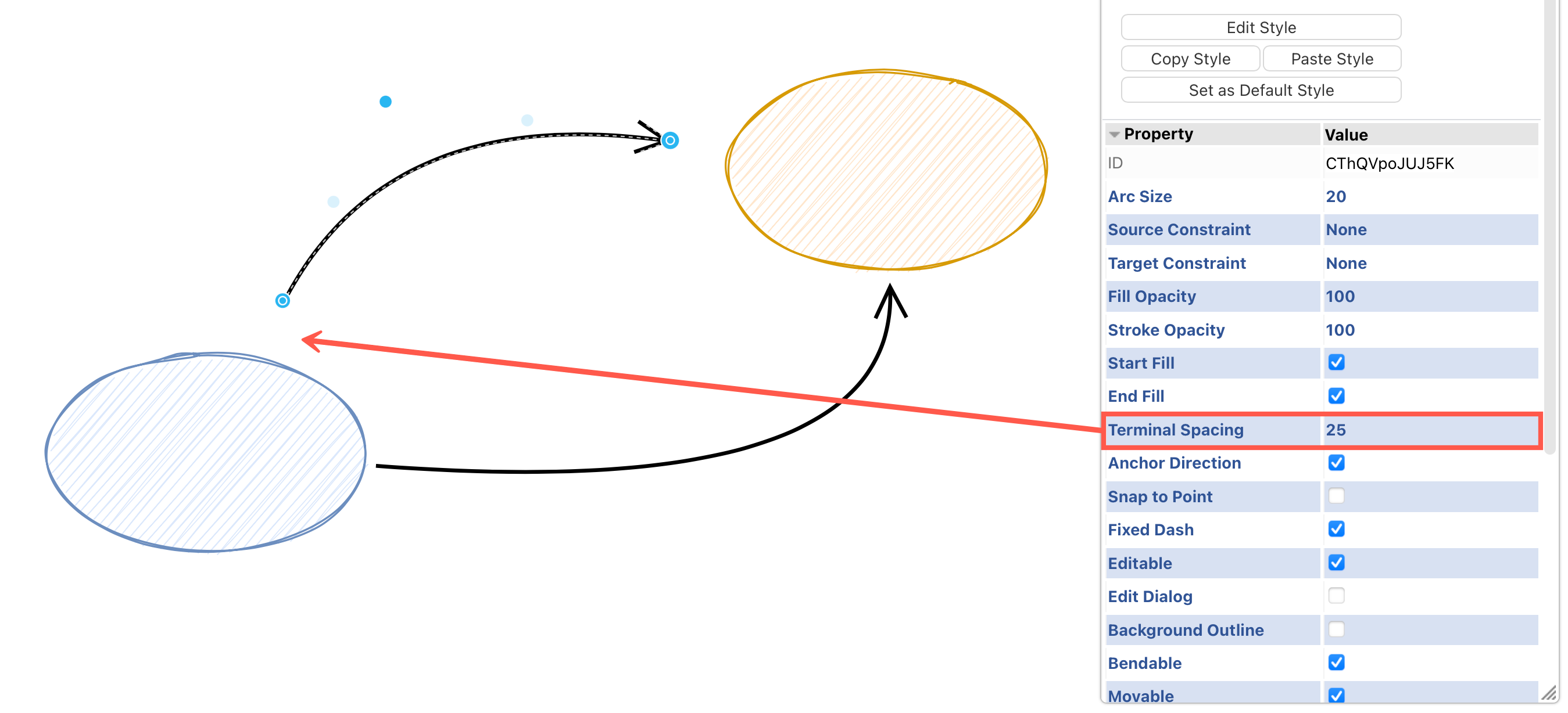 Add a larger gap between the start or end of a connector and its connected shape