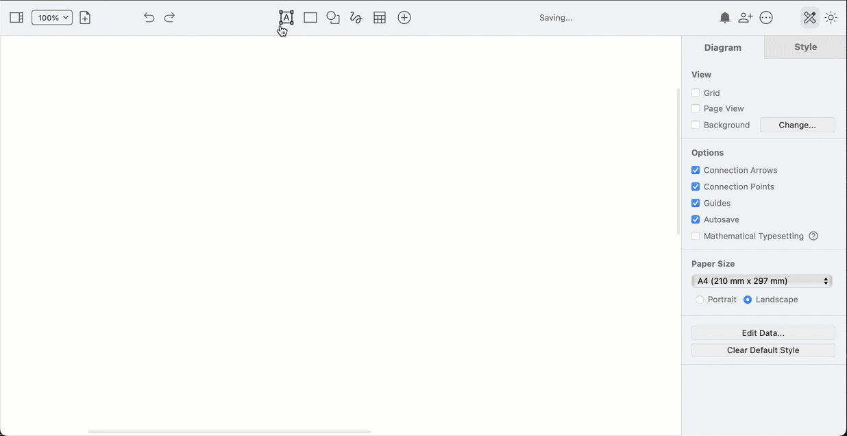 Add text, rectangles and simple shapes to the center of your diagram via the toolbar in simple mode in draw.io