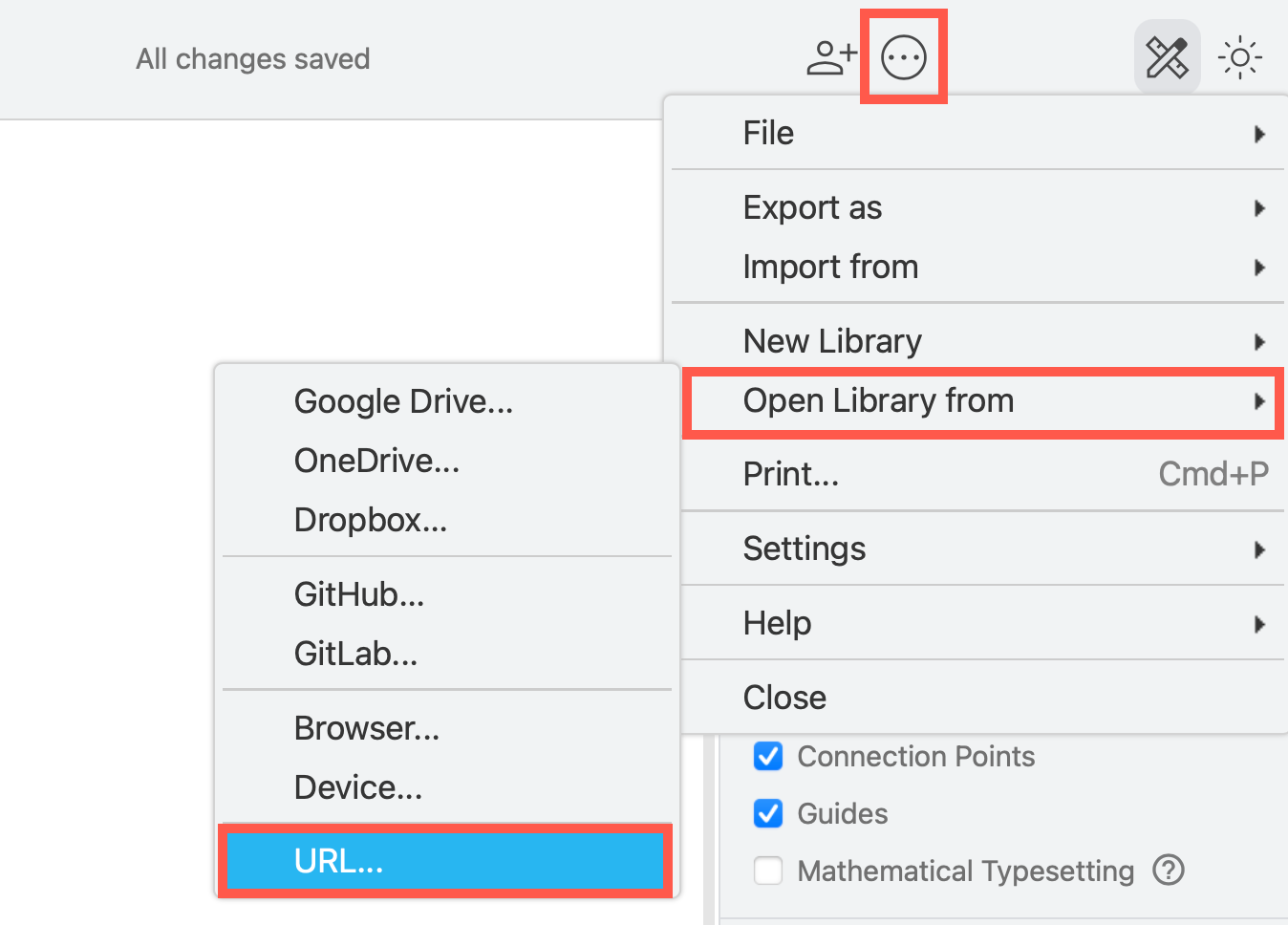 Open a custom shape library stored on the web in draw.io