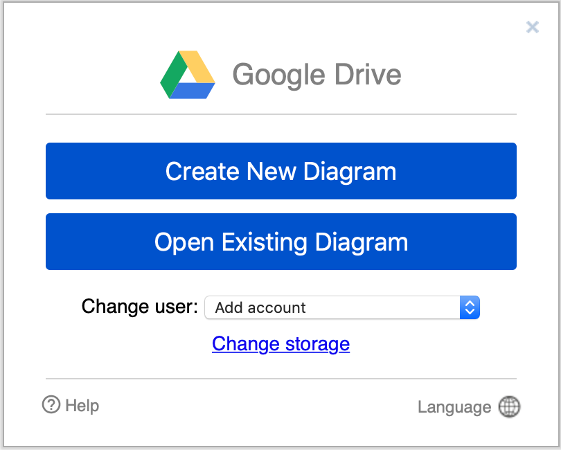 Start diagramming using Google shared drive for storage