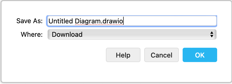 Select the location where you want to save your diagram files