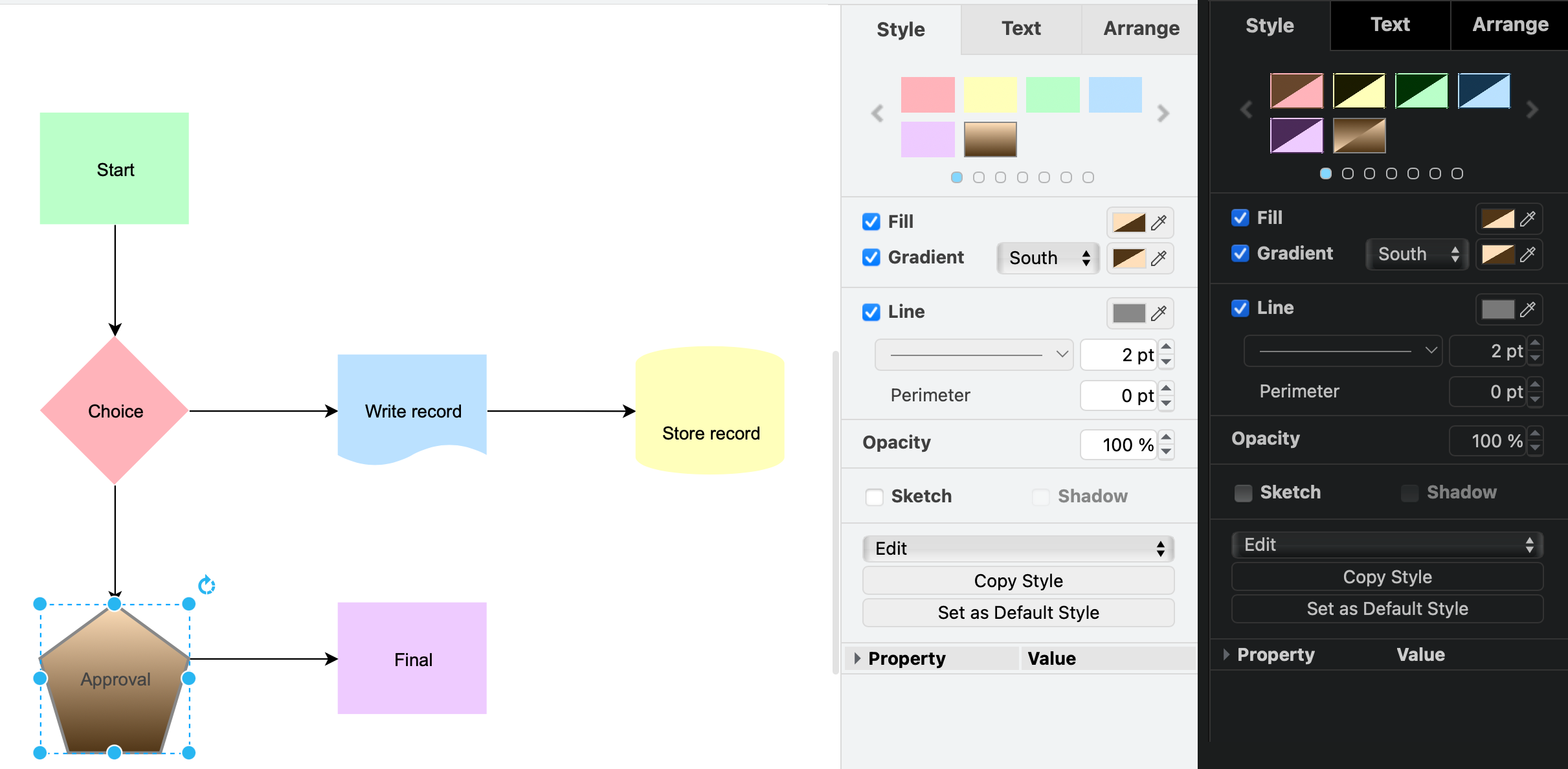 An additional custom colour scheme has been added to the style palette in draw.io