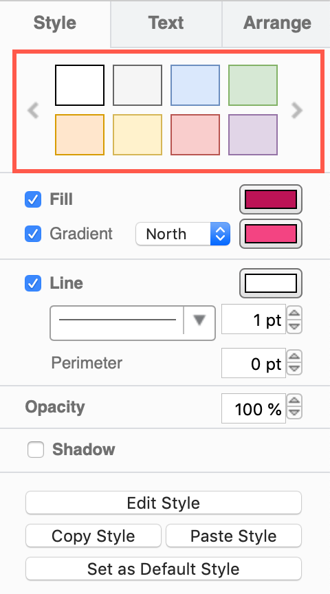 The default colour schemes in draw.io modify the style colour palette