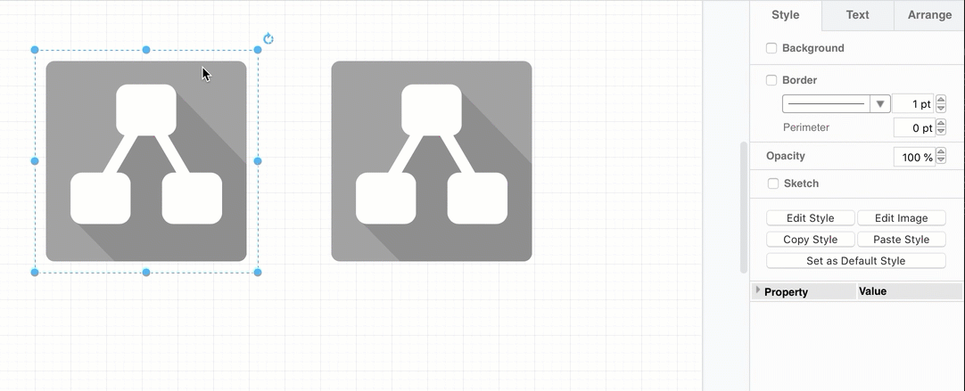 Set an embedded SVG image to have editable colours in the format panel via the shape style description