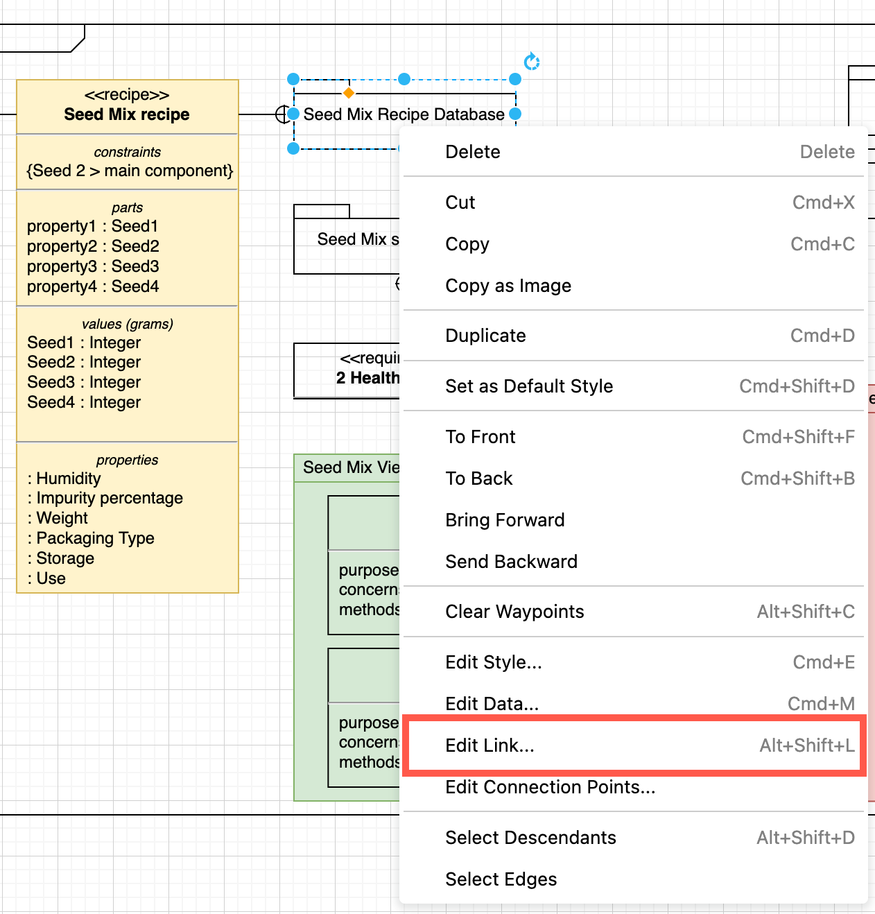 Add links to sub-package diagrams on another page to easily navigate your diagram