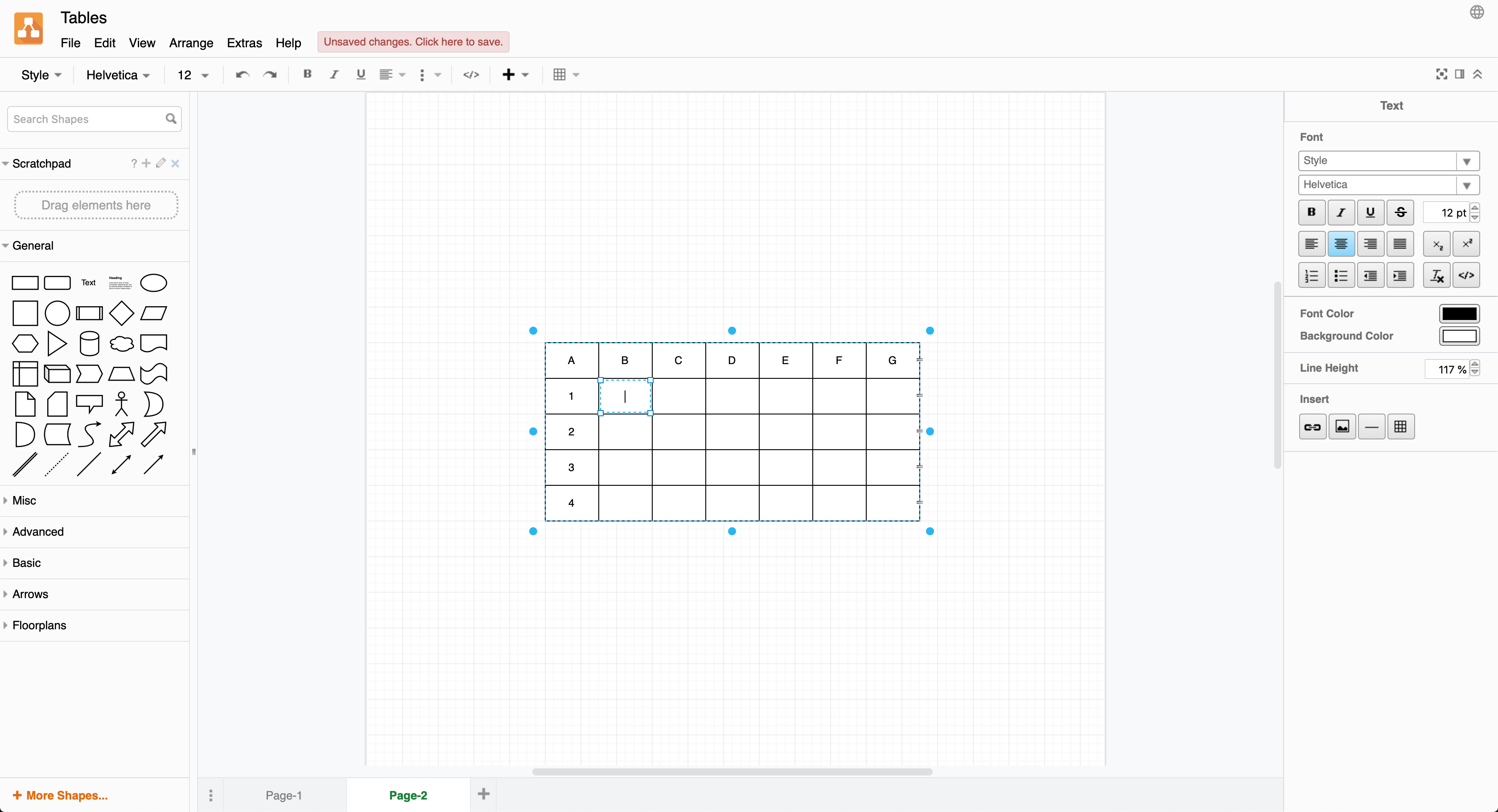 Add text to a selected table cell just like you would a shape label in draw.io