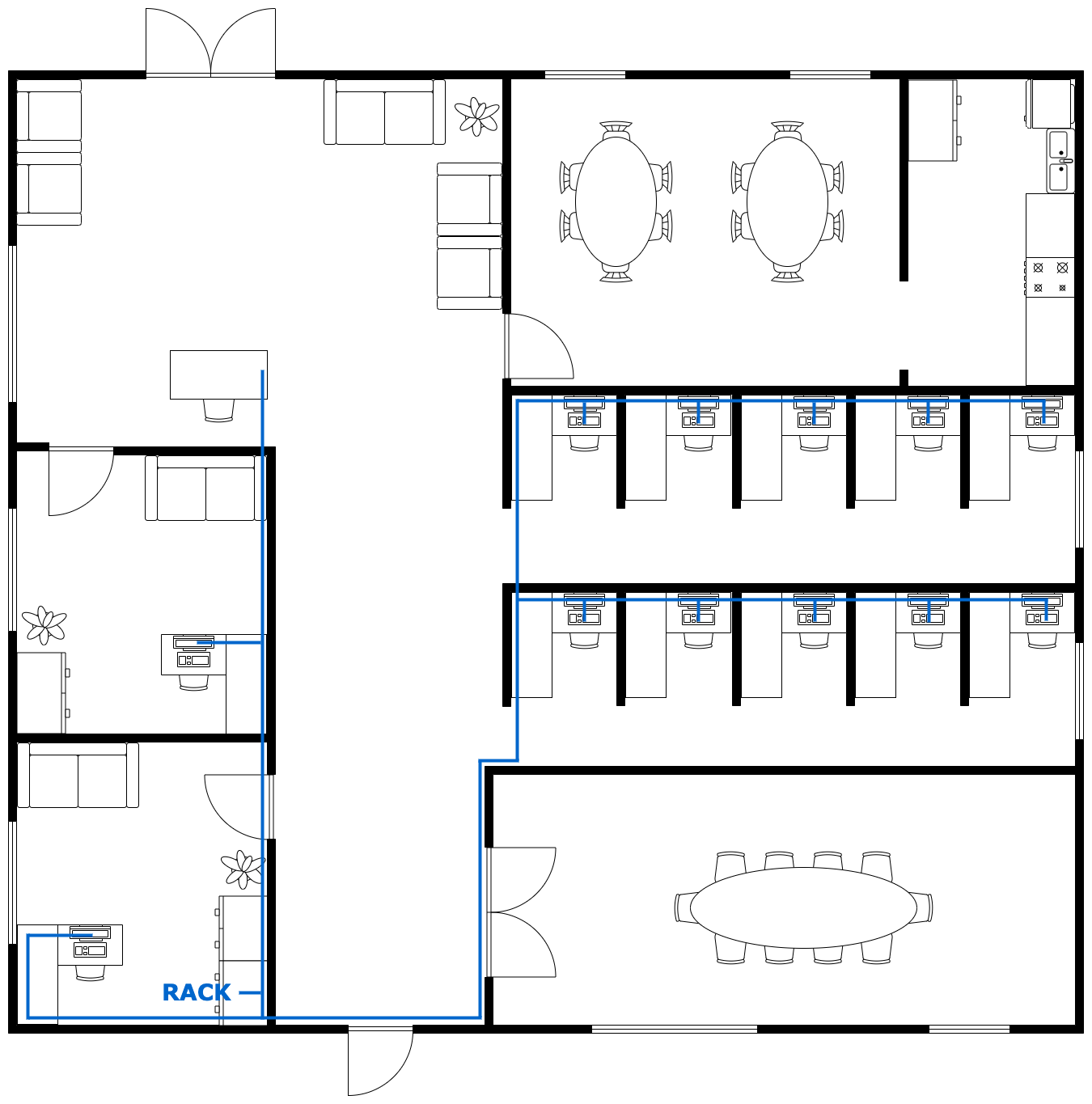 A floorplan created in draw.io