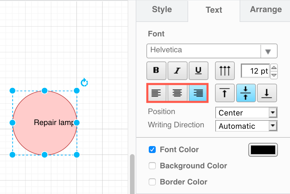 Change the text alignment of labels to left, right or centred