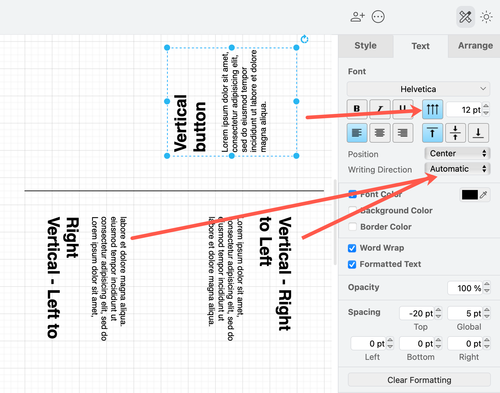 vertical text wordpress