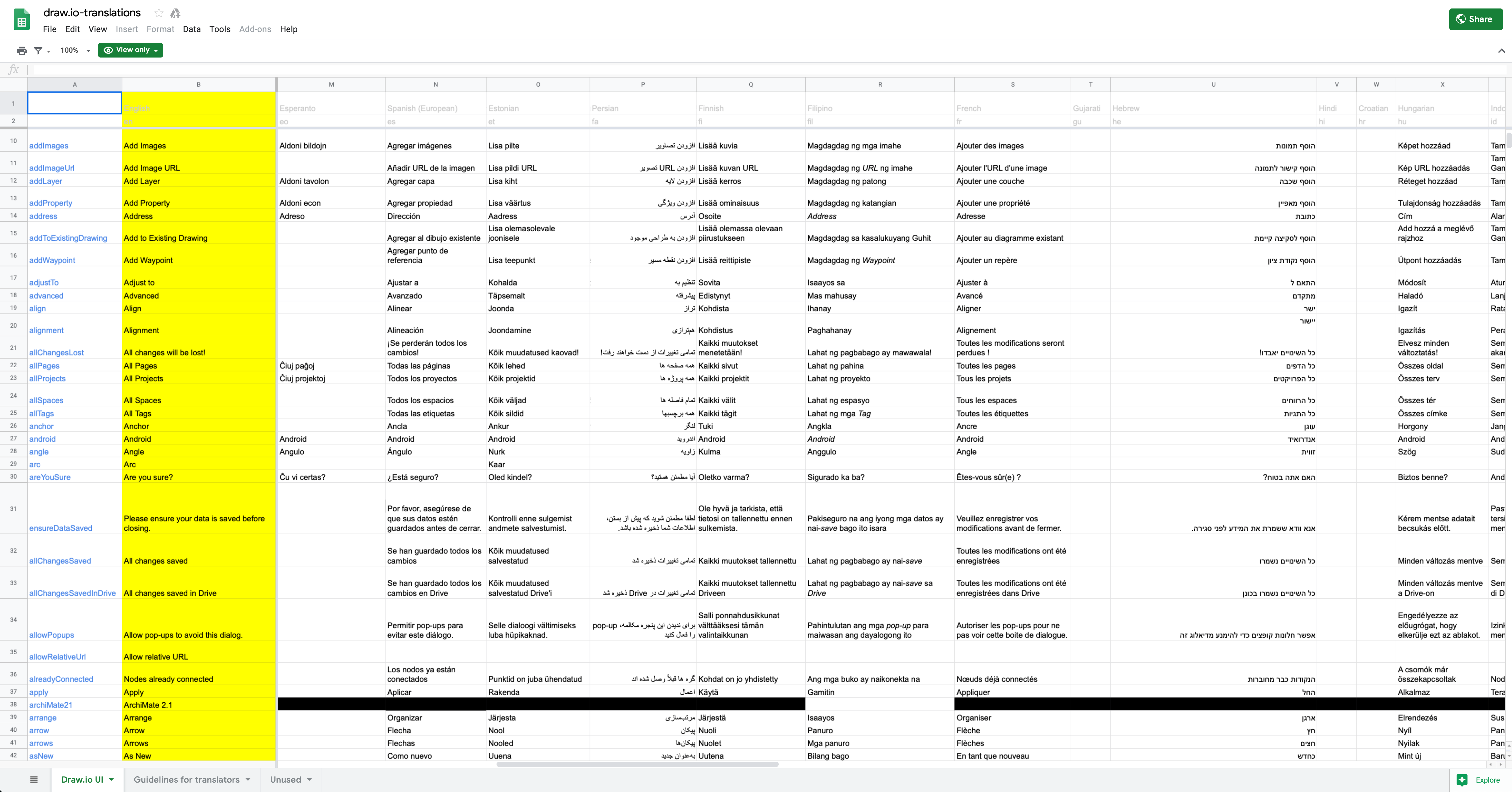 The draw.io UI languages in a Google sheet – let’s collect them all