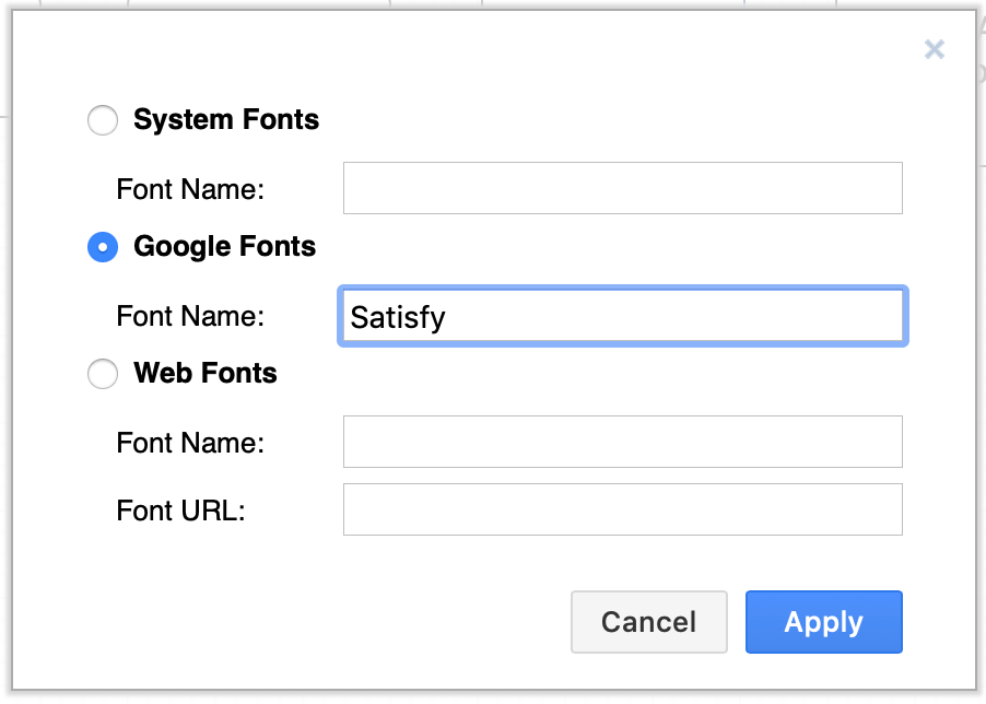 Enter the name of a new Google font