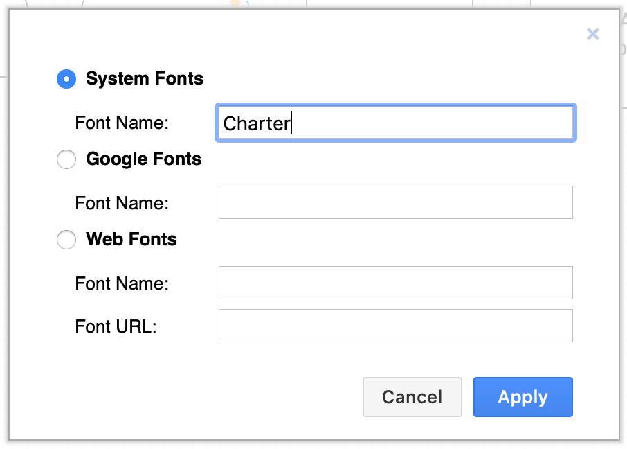 Enter the name of a new system font