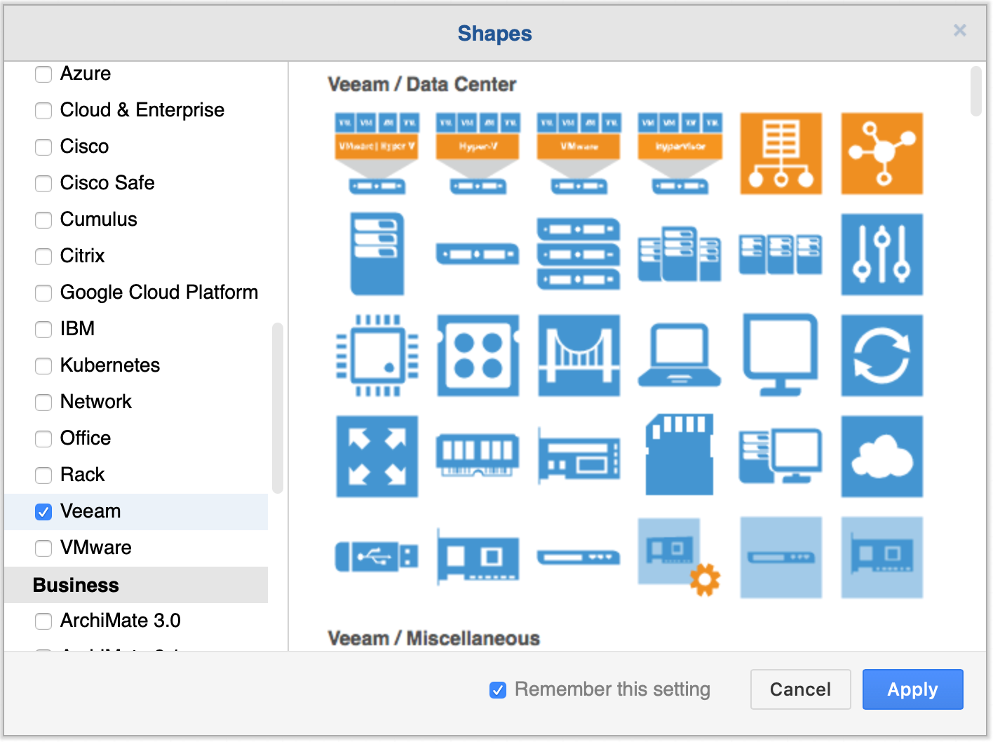 Enable the Veeam shape library