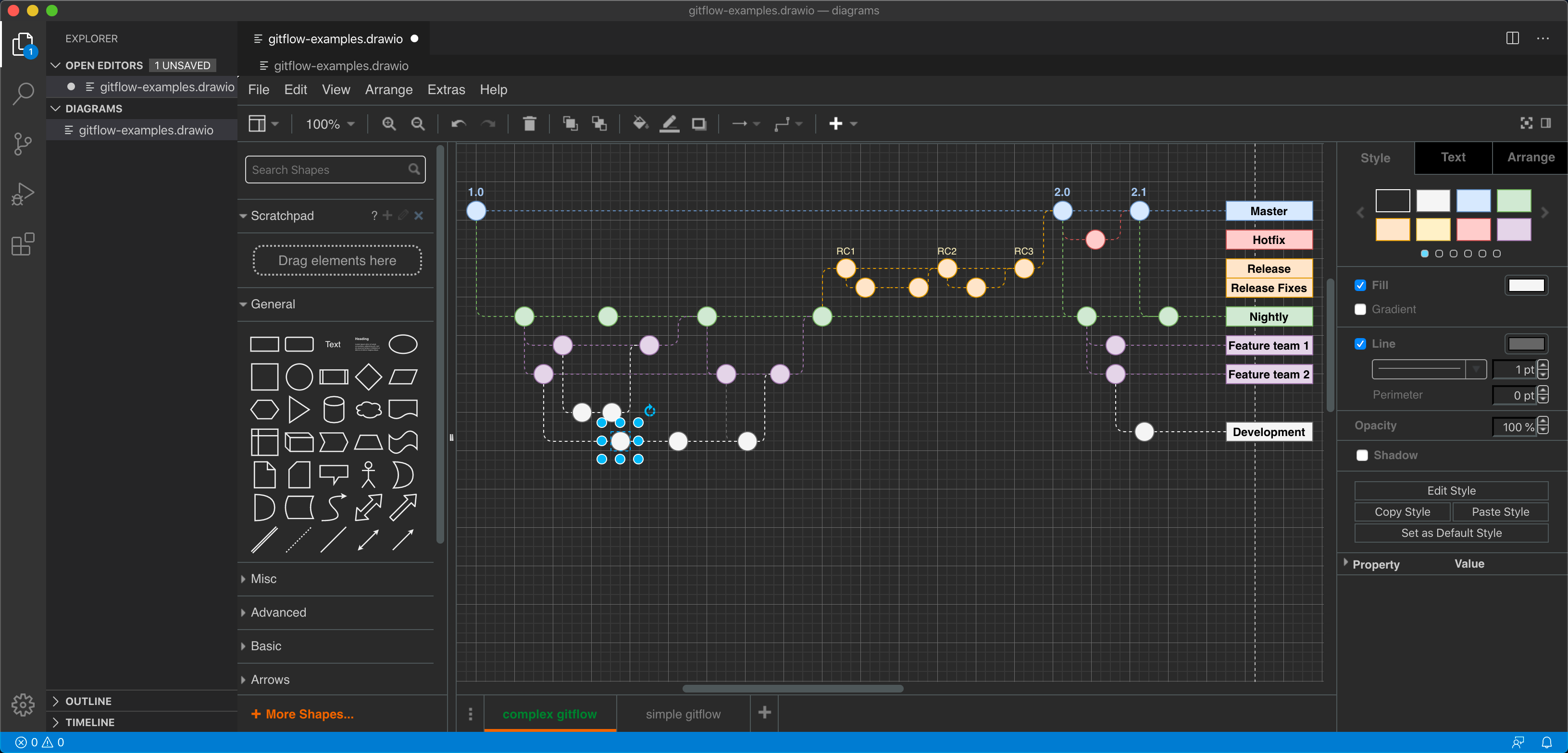 Open and edit a diagram in the VS Code editor