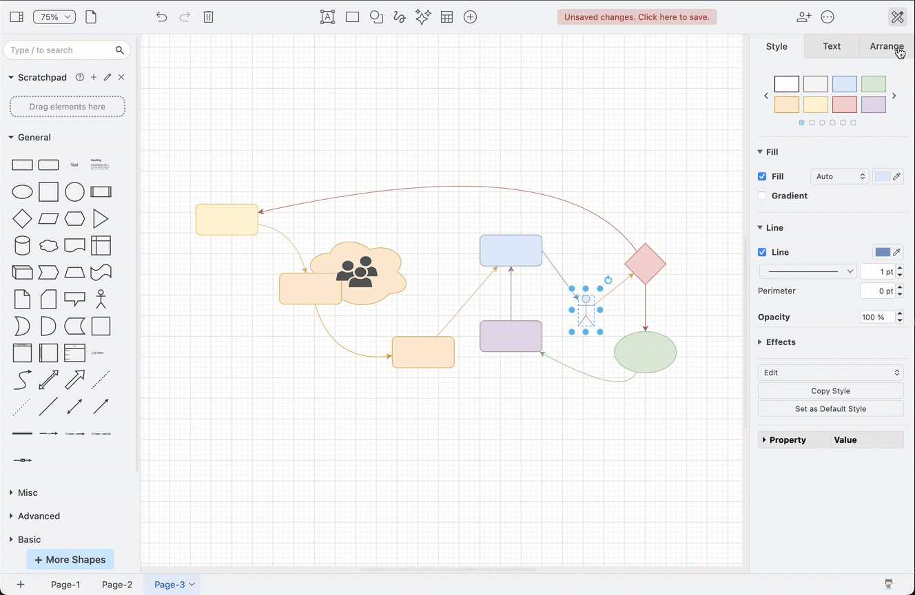 Click on Explore to step through your diagram from shape to shape