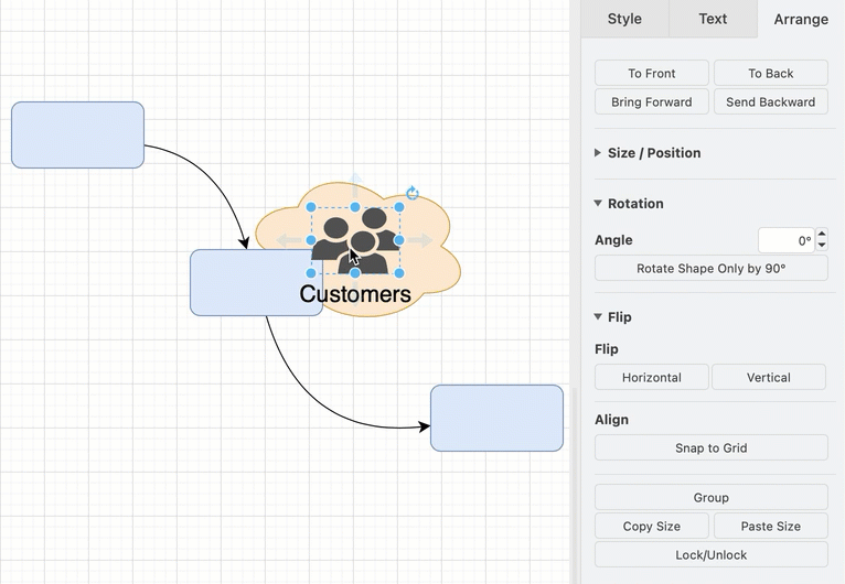 Rotate a shape with or without its label text