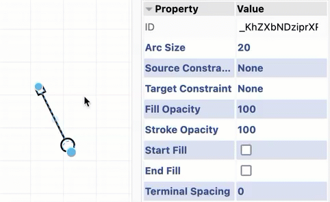 Change an arrow head on a connector to be filled or unfilled in