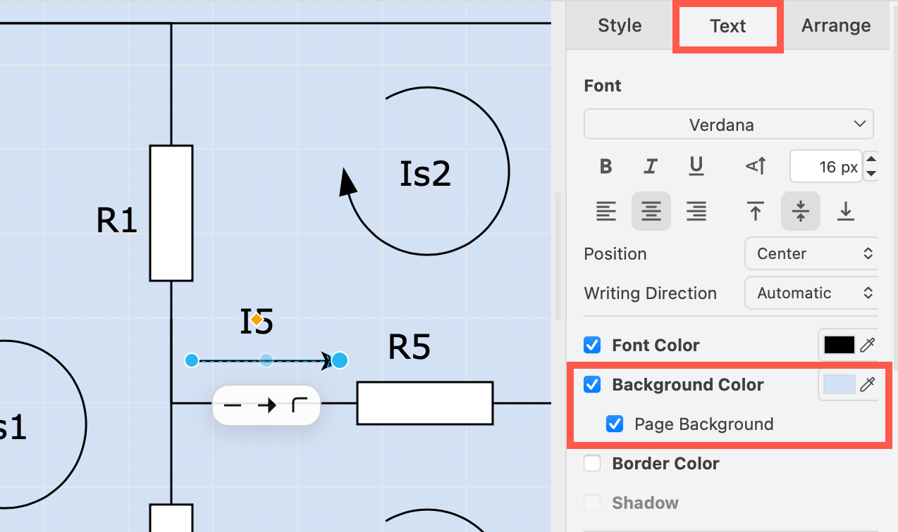 Set connector labels to use the page background when it is a solid colour - enable the checkbox in the Text tab