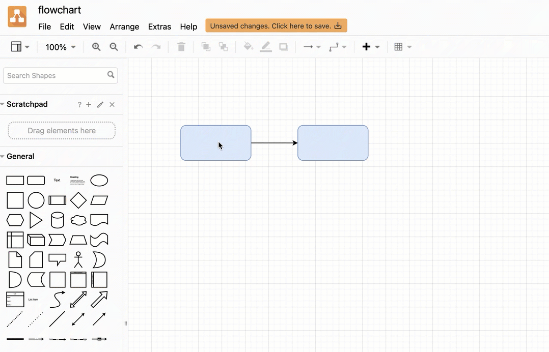 Select Extras /> Copy on Connect from the menu in draw.io to draw flows and diagrams with repeating connected shapes faster
