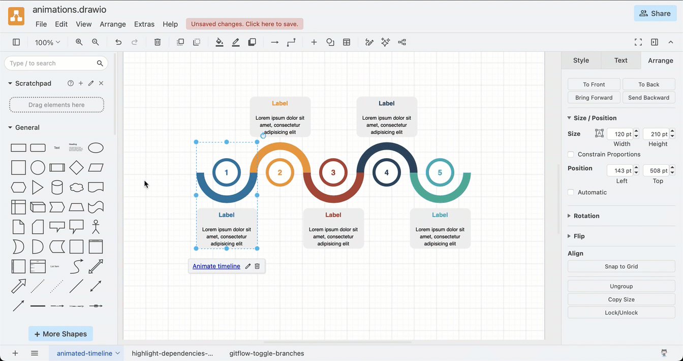 Add animation actions to custom links and click on the links to play the animation/action sequence