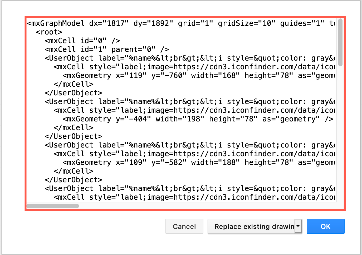 Click Extras /> Edit Diagram to view the XML source of your diagram
