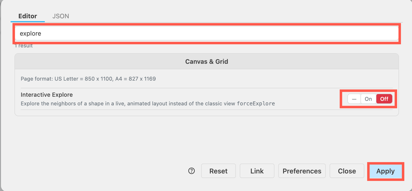 Set the Classic Explore viewer via the draw.io editor configuration - set Interactive Explore to Off