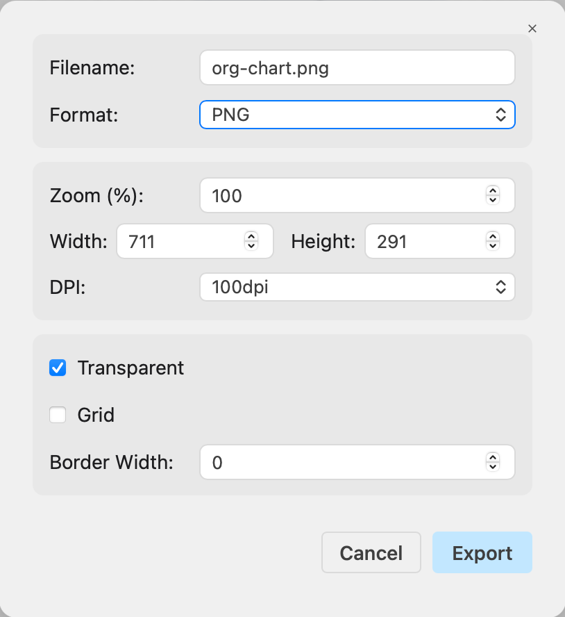 Change the advanced export settings when exporting PDF and image files