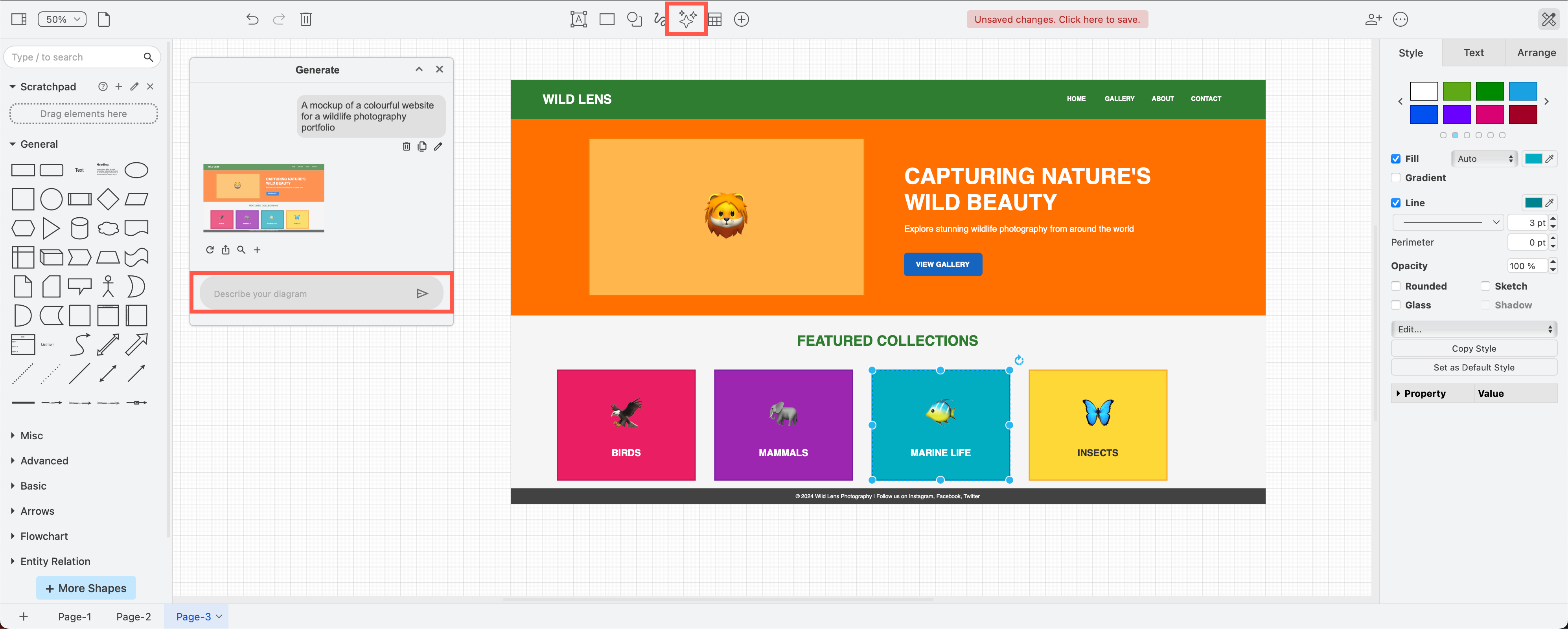 The generate diagram tool in draw.io