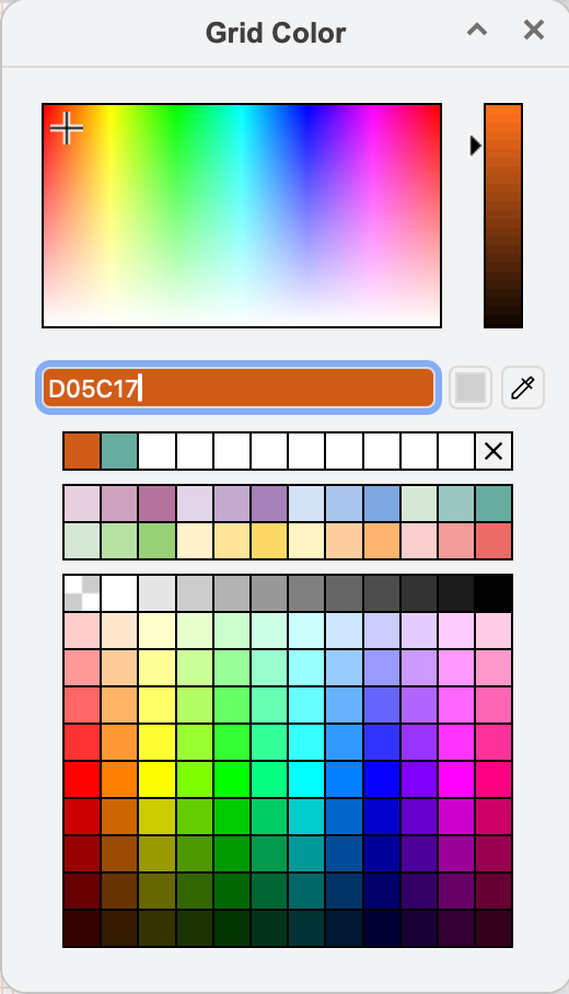 Select a different colour for the diagram grid or enter a specific hex code