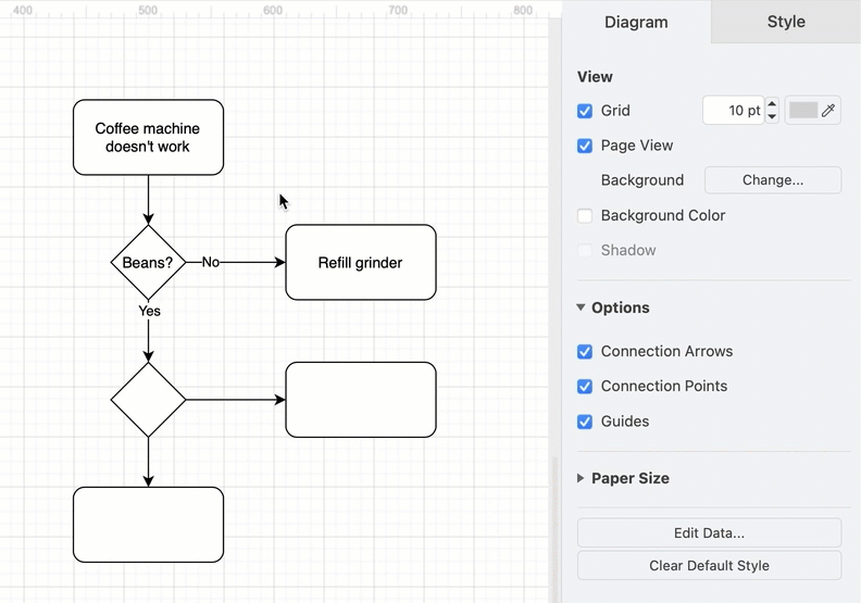 Select a shape or connector and start typing to replace the label text draw.io