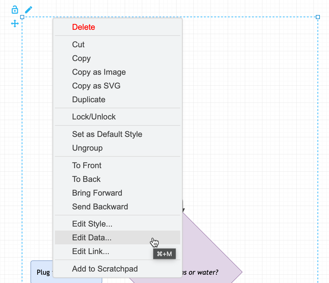 Right click on the Mermaid group and select Edit Data from the context menu