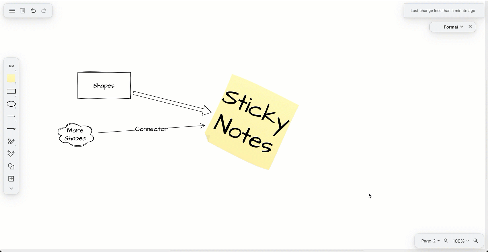 Move and zoom the online whiteboard canvas with your mouse or the tools in the bottom right at sketch.diagrams.net
