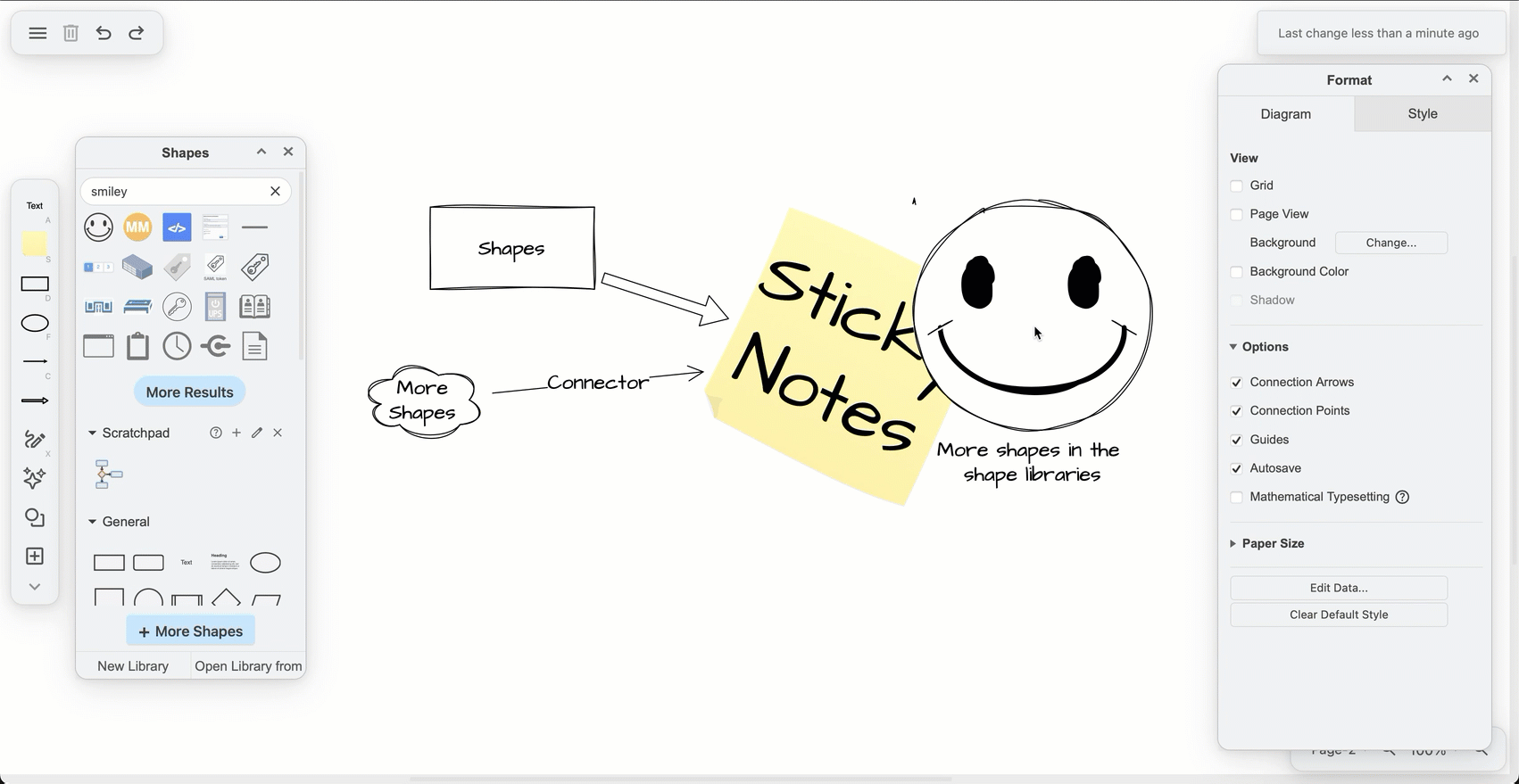 Format shapes, connectors and text with the floating Format panel in the sketch.diagrams.net online whiteboard
