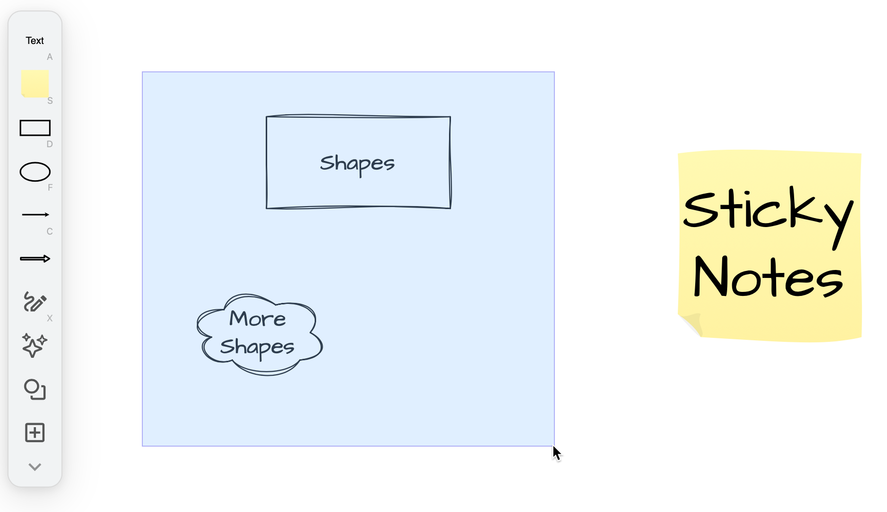 Click on a shape to select it, or drag a selection box around a group of shapes