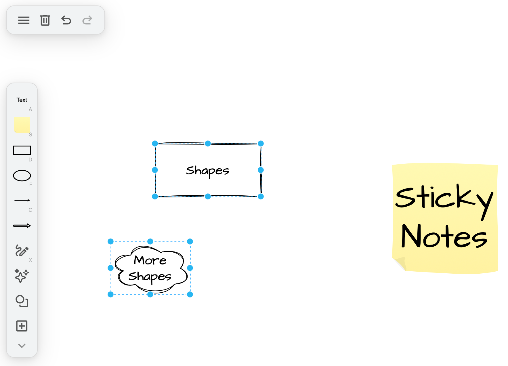 Undo and redo changes easily with the tools in the top right of the draw.io Sketch online whiteboard