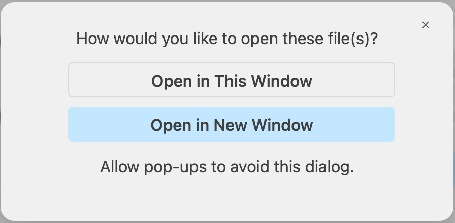 Choose whether to open the new diagram in the same browser tab (window) or in a new browser tab