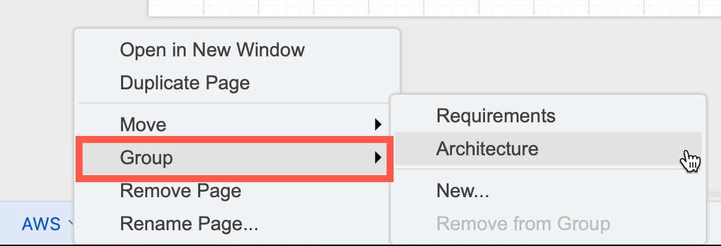 Right-click on a page and Choose a Group to move it into a page group if page groups have been enabled