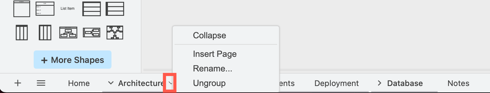 Right-click on the page group name to open its menu