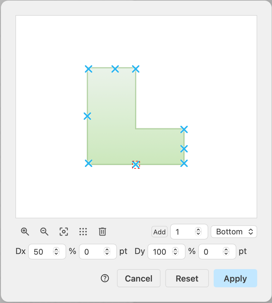 Add your own connection points to your custom polygon - right click and select Edit Connection Points