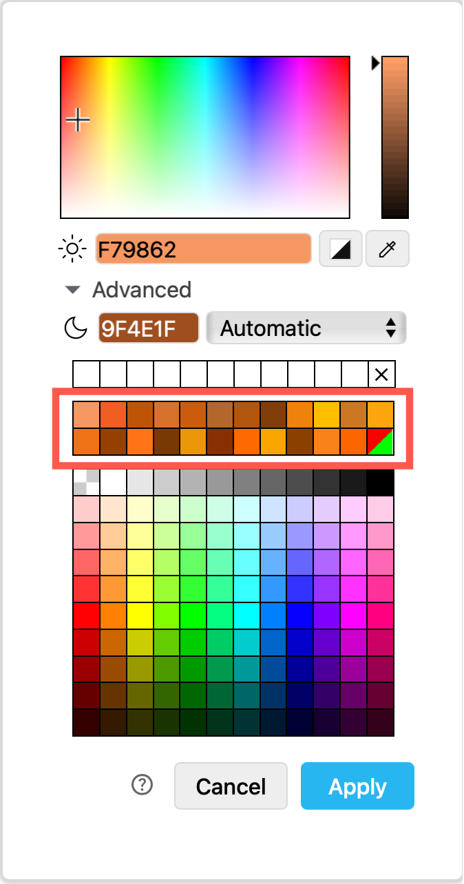 The default preset colours can be customised in draw.io